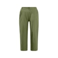 thumbnail image 4 of Timegard Cropped Pants for Women Capris Summer Casual Button Ruffle Elastic Waist Solid Color Lounge Pants, 4 of 4