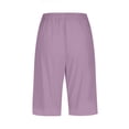 thumbnail image 5 of AherBiu Plus Size Shorts for Women Casual Drawstring Solid Color Loose Fitting Straight Leg Knee Length Lounge Shorts, 5 of 5