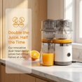 thumbnail image 3 of Dual-Head Automatic Citrus Juicer with Built-in Fruit Cutter, Electric Orange Juicer Machine & Lemon Squeezer, One-Touch Juicing for Orange, Lemon, Lime, Grapefruit, Detachable, Easy to Clean (White), 3 of 8