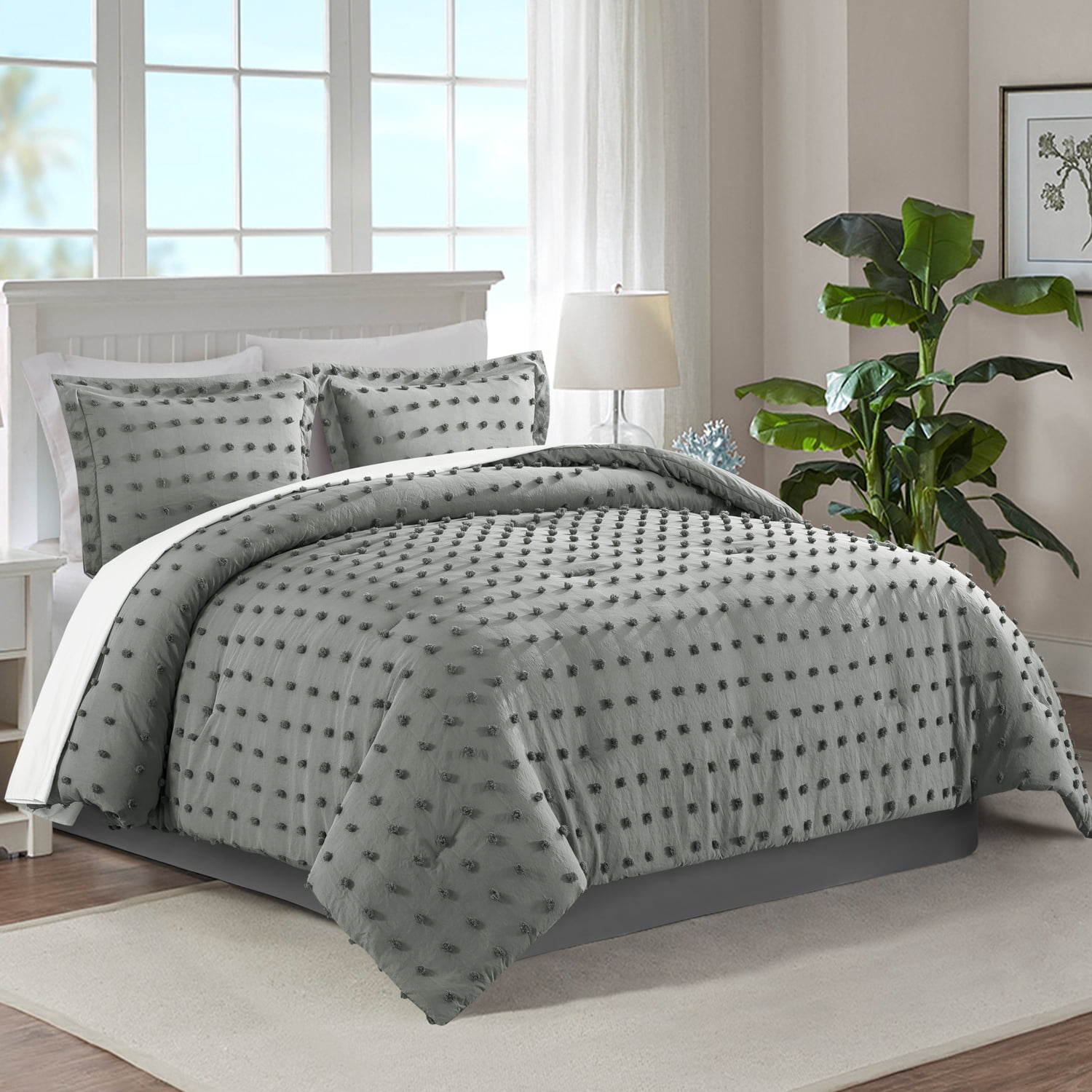 JML Ensemble de Literie 3 Pcs Grand avec 2 Taies d'Oreiller, Motif à Pois