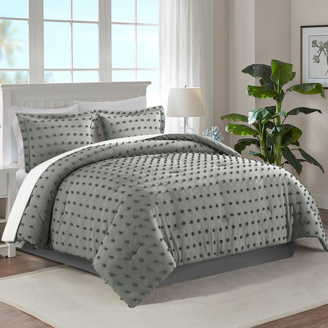 JML Ensemble de Literie Tufté 2 Pcs Simple avec 1 Taie d'Oreiller, Motif à Pois