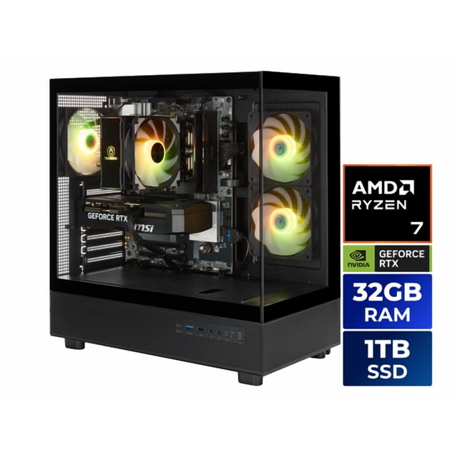 TECHNOID Glass Gaming PC - R7-5700 - RTX5070 - 32GB/1TB W11H - Walmart.ca