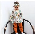 thumbnail image 2 of 3PCS Baby Girl Clothes Ruffle Floral Shirt Tops Pants Headband Outfit Sets (Yellow 6-9 Months), 2 of 5