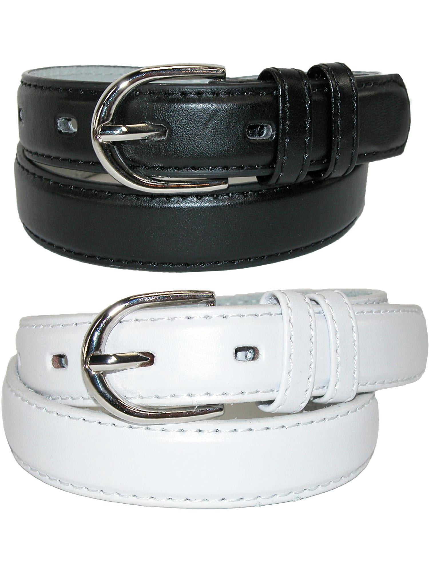CTM® Ceinture Habillée en Cuir de Base pour Enfant (Lot de 2 Couleurs)