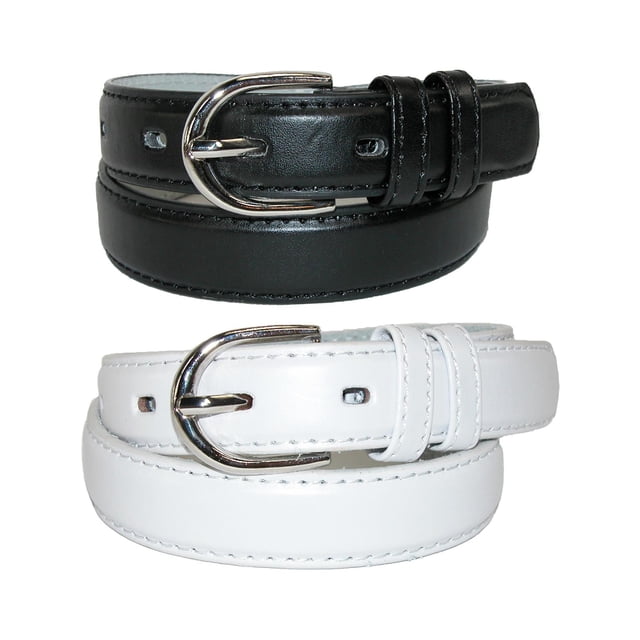 CTM® Ceinture Habillée en Cuir de Base pour Enfant (Lot de 2 Couleurs)