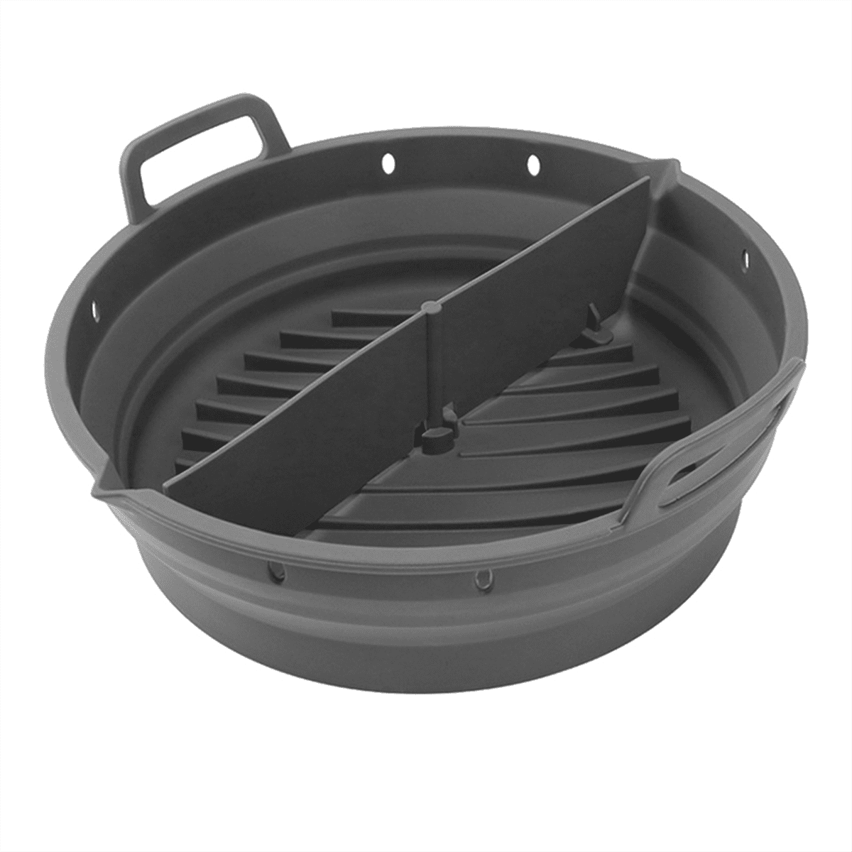 Air Fryer Silicone Plate Reusable Air Fryer Cooking Accessories Foldable 8.5in Airfryer Tool Baking Mold Grey