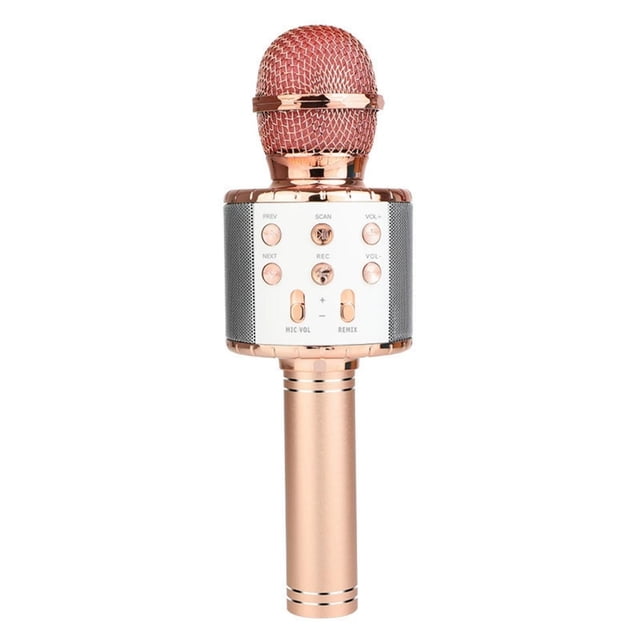 Rose Gold Wireless Bluetooth 4.1 Microphone with Dual 5W Speakers - 3-Layer Noise Reduction, Professional Multi-Function Panel, TF Card Support, 1800mAh Battery - Compatible with