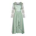 thumbnail image 2 of WTXUE Robe à Manches Longues, Robe Longue en Mousseline Patchwork à Col en V Ajourée pour Femme, Robes de Soirée Demoiselle d'Honneur Robe Décontractée, Robe en Tulle Femme, Robe en Maille, Robe Verte, 3# Vert m, 2 of 5
