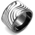 thumbnail image 1 of Bague Femme en Acier Inoxydable IP Light Noir avec Époxy en Blanc - Taille 8, 1 of 1
