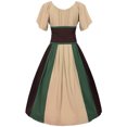 thumbnail image 4 of Pisexur Robe Corset en Coton pour Femmes, Costume Médiéval Renaissance, Robe de Cocktail Plissée à Col Rond, Robe Tunique à Cordon, Robes Maxi à Manches Courtes d'Automne, 4 of 4