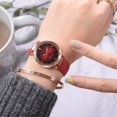 thumbnail image 3 of Simple Women Lady Business Watch PU Strap Causal Quartz Wristwatch(Red), 3 of 4