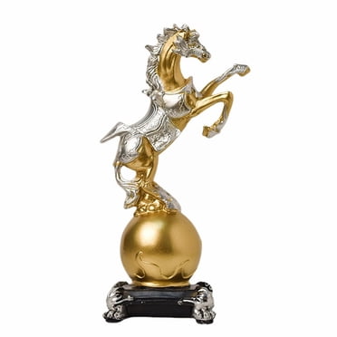 Nordic Art Modern Horse Figurine in Gold, Standing Horse Resin Statue Horse Art Figurine Decorative Home & Decor Standing Horse Sculpture Ornaments for Desk Bookshelf