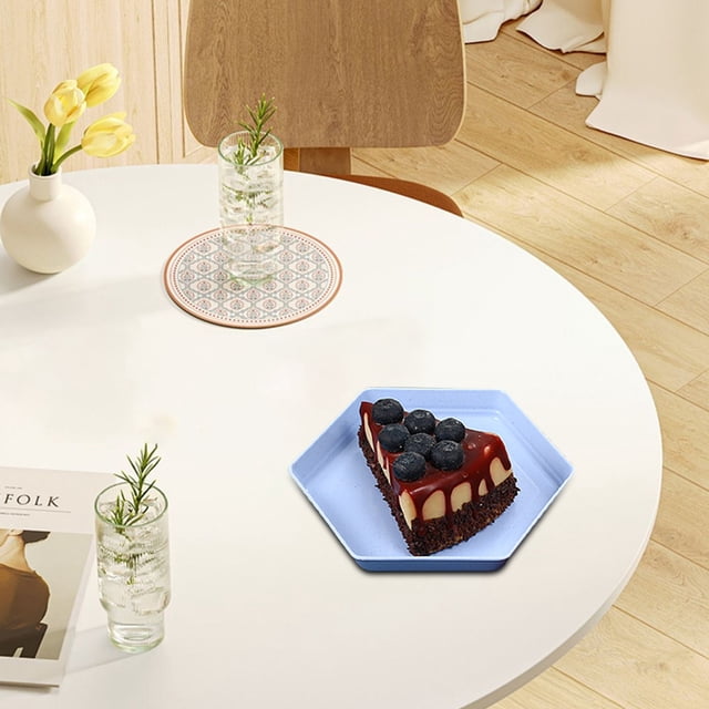 Plastic Plates Reusable,Plastic Dinner Plates,Hexagonal Plates Impregnable Dinner Plates Dishwasher Microwave Safe Plastic Plates Reusable Lightweight Plates for Kitchen or Camping 6.69X6.69 Inches