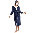 thumbnail image 1 of Penkiiy Womens Robe Long Kint Bathrobe Lightweight Soft Robes Ladies Bath Robe S Navy, 1 of 3