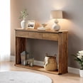 thumbnail image 1 of Table Console, Table de Sofa, Table d'Entrée Étroite avec 3 Tiroirs, Tablette Inférieure, Style Ferme, Brun, 1 of 5