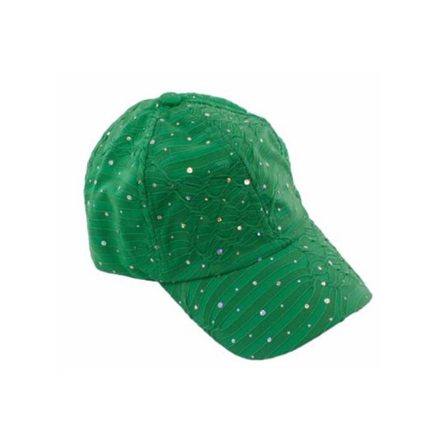 Glitzy Game Sequin Trim Baseball Cap - Emerald