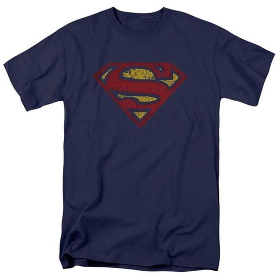 Superman Superman 110240-XL T-Shirt pour Hommes à Logo Classique avec Motif Craquelé - Très Grand