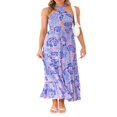 thumbnail image 1 of Femmes Été Crossover Licol Cou Sans Manches Plaid Découpé Dos Nu Flowy une Ligne Maxi Robe Rose XL, 1 of 7