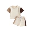 thumbnail image 1 of Fortune Infant Boys Summer Contrast Color Short Sleeve T-Shirts Elastic Waist Shorts 2Pcs Set, 1 of 6