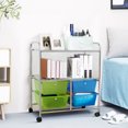 thumbnail image 4 of Patiojoy 4-Drawer Rolling Storage Cart Metal Rack Organizer Shelf with Wheels Green+ Blue, 4 of 6