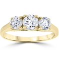 thumbnail image 1 of Bague de Fiançailles Solitaire Ronde à 3 Pierres en Diamant 1 Ct en Or Jaune 14 K, 1 of 3