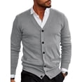 thumbnail image 1 of xiaxaixu Men Cardigan, Long Sleeve V Neck Button Closure Sweater Knit Tops for Casual Daily, 1 of 6