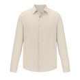 thumbnail image 4 of Yuyuzo Mens Shirts Long Sleeve Button down Open Front Lapel V Neck Blouse Solid Color Business Casual Fall Tops, 4 of 6