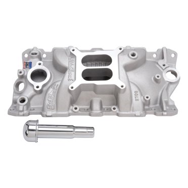 Edelbrock Collecteur d'Admission 2703 Performer EPS; pour Utilisation avec Moteurs Chevy 262-400 de 1986 et Précédent; Simple 4 Barils; Bride à Ennui Carré; Double Plane; Ralenti-5500 Tr/min; Satin; Aluminium; Non-EGR