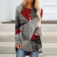 thumbnail image 2 of IROINID Deals Ladies Long Sleeve T Shirts Lounge Socket Geometry Printed Round-Neck Tops,Gray, 2 of 5