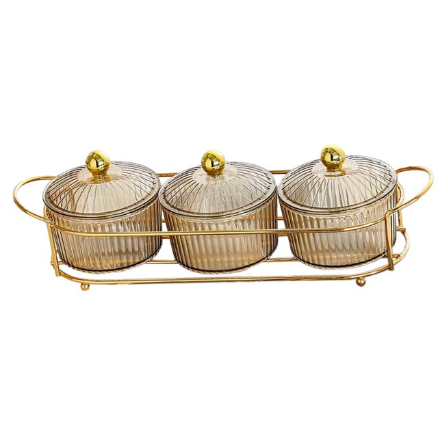veasfak Food Storage Organizer Plate Multipurpose with Holder Serving Container Nut Tray Brown 3 Bowls