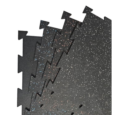 Rubber King Grey 6mm 19"x19" Recycled Rubber Tiles, 10 Pieces