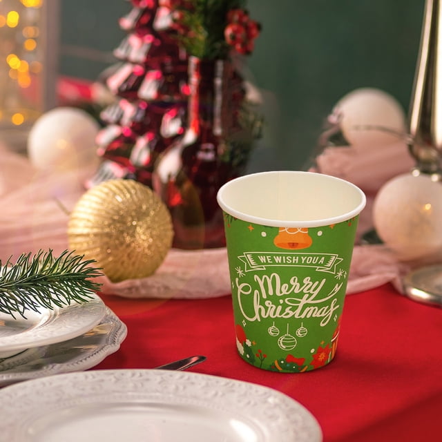 Christmas Party Decorations Disposable Dinner Plates Cartoons Santa Claus Plates Paper Cup Set Party Cutlery