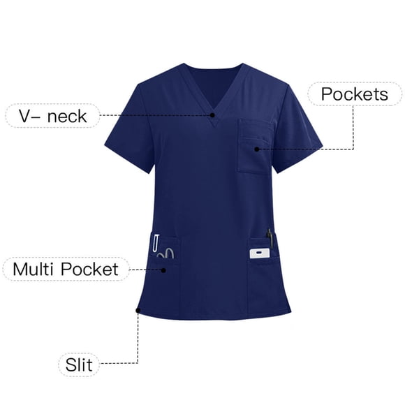 Ohufall Plus Size Scrubs for Men Nurse Gifts Solid Color Scrub Tops Men Medical Nursing Tops Stretchy Scrub Shirts for Men