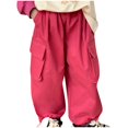thumbnail image 2 of YUTK Children Solid Color Drawstring Shorts Baby Girl Pockets Cargo Pants Length Pants on Clearance Hot Pink, 2 of 6