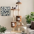 thumbnail image 2 of Costway 75" Multi-layer Wooden Cat Tree Indoor Tower Activity Play Center with 2 Condos, 2 of 10