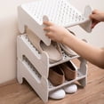 thumbnail image 4 of LSLJS Multilayer Stackable Foldable Shoe Rack Shoe Storage Rack Shoe Rack Layered Shoe Rack Non Perforated Storage Rack Breathable Plastic Material, Shoe Storage Rack Clothing & Wardrobe Storage, 4 of 6