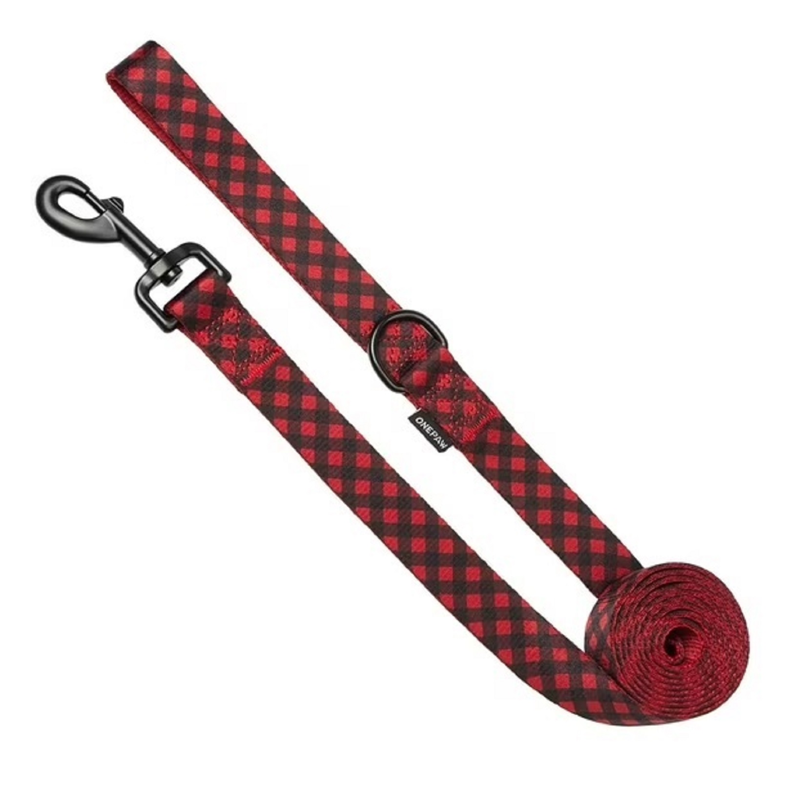 Refurbished One Paw Buffalo Plaid Nylon Dog Leash with Metal Snap Hook
