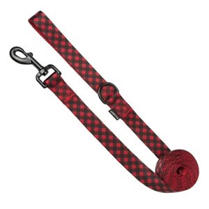 Refurbished One Paw Buffalo Plaid Nylon Dog Leash with Metal Snap Hook