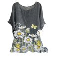 thumbnail image 1 of Nouvelle Année Robe pour les Femmes Sexy Femme Vintage Coton-Mélange Col Rond Manches Courtes Imprimé Floral Top T-Shirts Blouse, 1 of 6