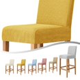 thumbnail image 3 of MYG Bar Stool Covers,2 Pack Stretch Bar Stool Covers with Backs Flannel Bar Stool Covers Barstool Seat Cover Washable Bar Chair Covers High Chair Cover with Stretch Recovery Beige, 3 of 6