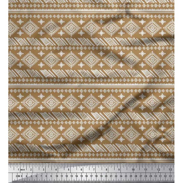 Soimoi Georgette Viscose Fabric Aztec African Printed Fabric 1 Yard 42 Inch Wide