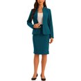 thumbnail image 2 of Unique Bargains Tailleur Blazer Sans Col et Jupe Crayon pour Femme, Ensemble 2 Pcs, Bleu Lac, L, 2 of 6