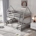 thumbnail image 4 of Costway Twin Over Full House Bunk Bed with Ladder & Guardrails Convertible to 2 Beds, 4 of 10