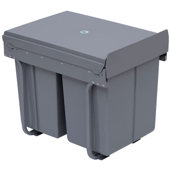 HOMCOM 10.6 Gal Pull Out Trash Can, Kitchen Garbage Bin with 3 Compartments