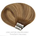 thumbnail image 4 of Lacer Tape in Hair Extensions Human Hair Straight Chocolate Brown to Strawberry Blonde Highlights with Chocolate Brown Roots Hair Extensions Tape in R#4-4/27 20 Inches, 4 of 7