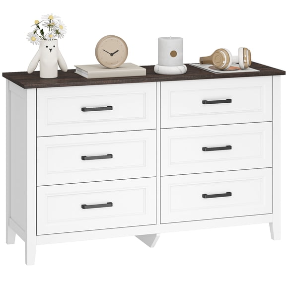 HOMCOM Commode pour Chambre avec 6 Tiroirs pour Salon, Garde-Robe, Buanderie