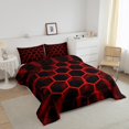 thumbnail image 3 of Erosebridal Red Honeycomb Bedding Queen Comforter Set, Neon Geometry Down Comforter, Abstract Room Decor, Reversible 3pcs, 3 of 8