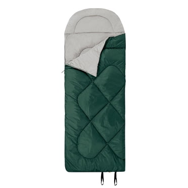 Sac de couchage à capuche Ozark Trail 0 °C, 92" (L) x 34" (l), indice de température +32℉ / +0℃, tissu polyester, extérieur vert