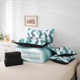 thumbnail image 4 of Erosebridal Ensembles de Literie Géométriques Mode Format Double, Ensembles de Douillette Cyan avec Draps, Ensemble de Draps de Lit Réversible à Rayures Abstraites, Super Douillet Décoratif pour Chambre, 7 Pcs, 4 of 6