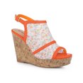 thumbnail image 1 of BLISSFUL STEP Chaussures pour Femmes Sandales Compensées à Bout Ouvert à Plateforme avec Lacets Fleur Orange 7, 1 of 7